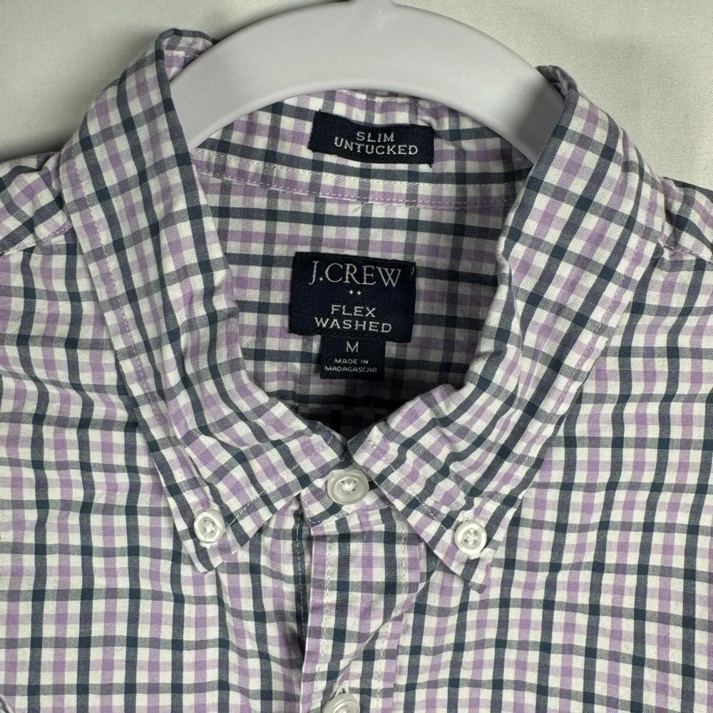 J.Crew Slim Untucked Flex Washed Short Sleeve Button Up Shirt Plaid M